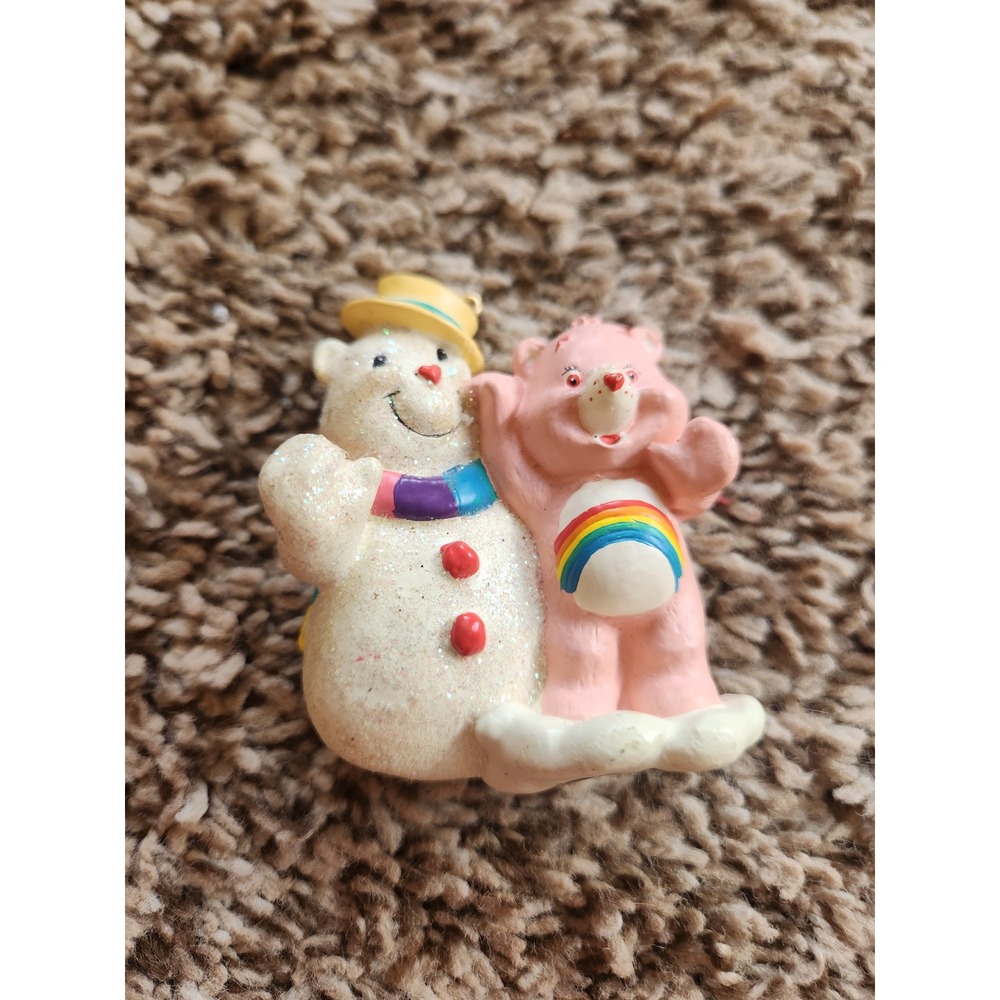 Vintage Care Bears‎ Cheer Bear Snowman Christmas Ornament 2005 TCFC Pink Rainbow